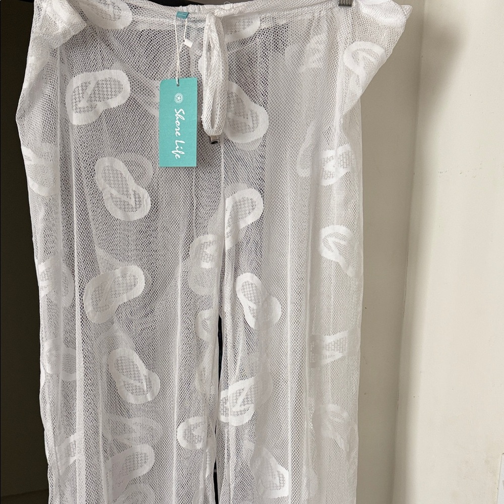 White Mesh cover up pants